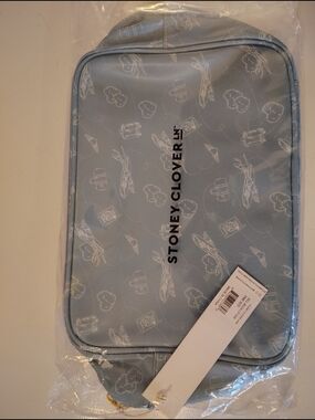 Stoney Clover Lane Pale Blue Travel Pouch with White Print